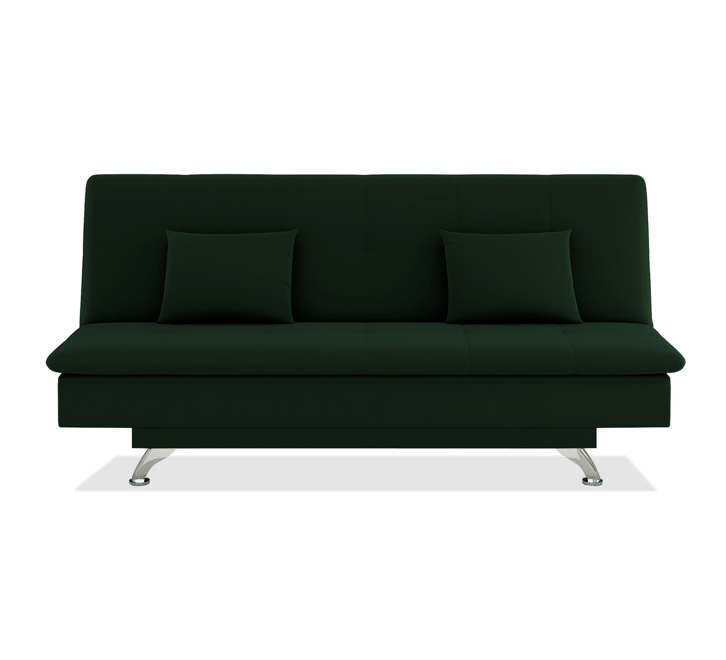Adorn India Premium New Aspen 3 Seater Sofa Cum Bed 4X6 Velvet Suede with 2 Cushions (Color Green) and Suitable for All Indoor, with 3 Years Warranty