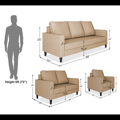 Adorn India Chandler Decent 3+2+1 6 Seater Sofa Set (Beige) (3 Year Warranty)