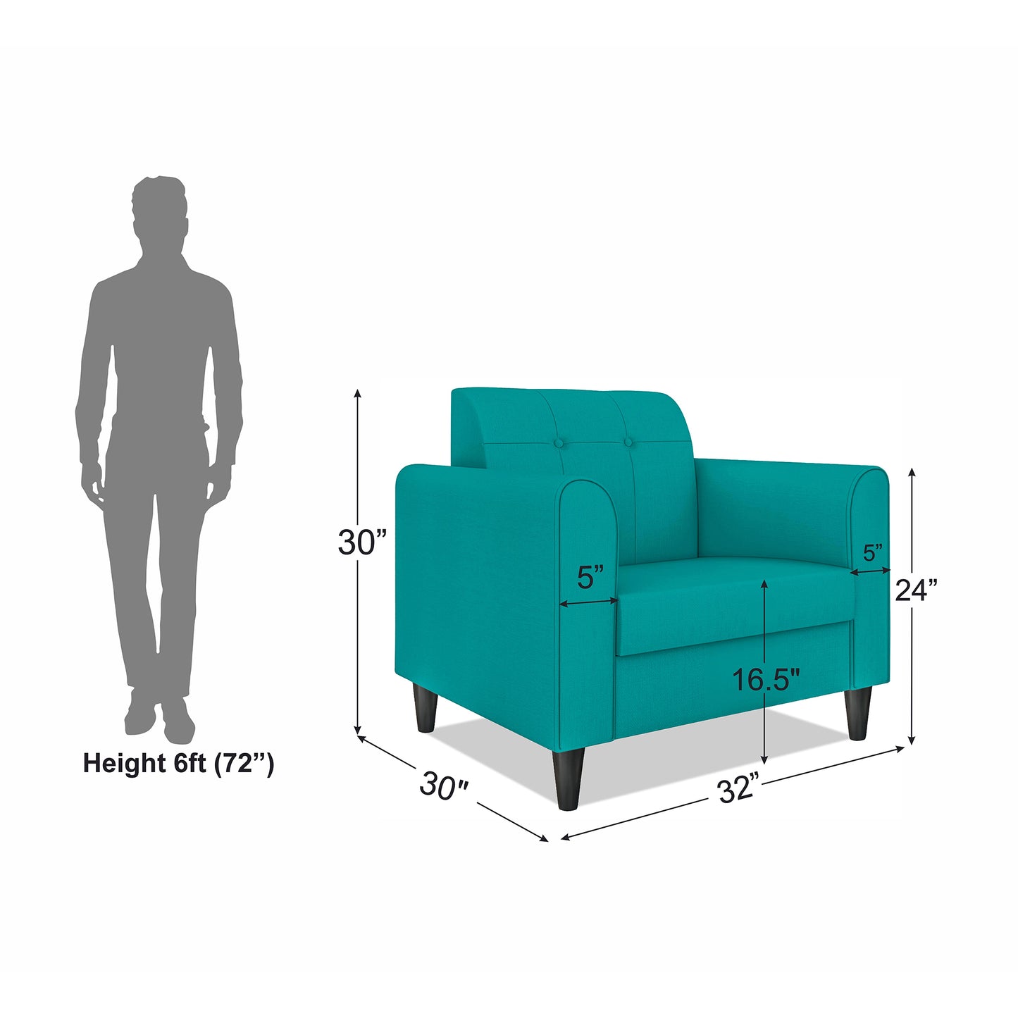 Adorn India Rio Elegant 1 Seater Sofa (3 Year Warranty)
