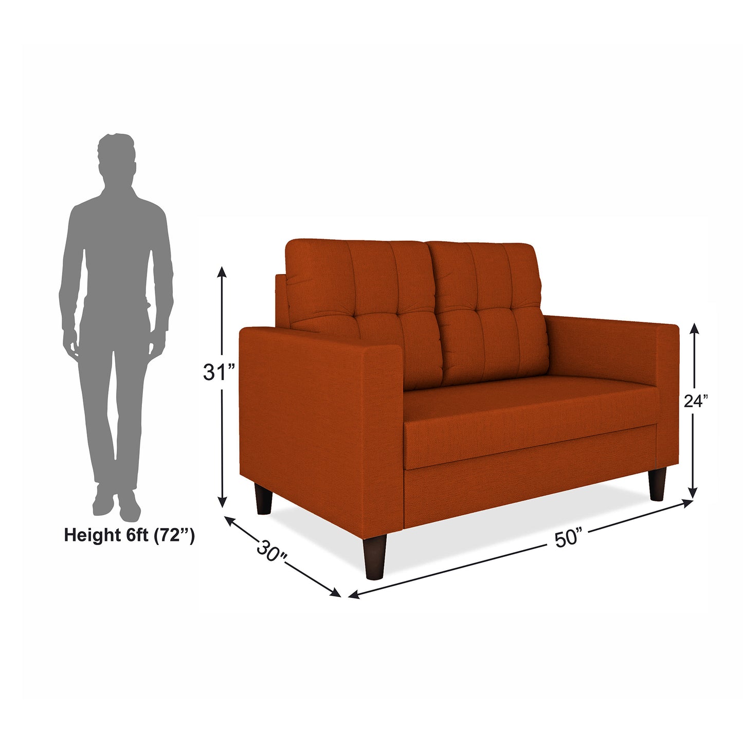 Adorn India Darcy 2 Seater Sofa (Beige) (3 Year Warranty)