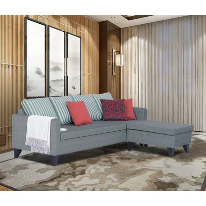 Adorn India Abington Stripes L Shape 5 Seater Sofa Set LHS (Blue) (3 Year Warranty)