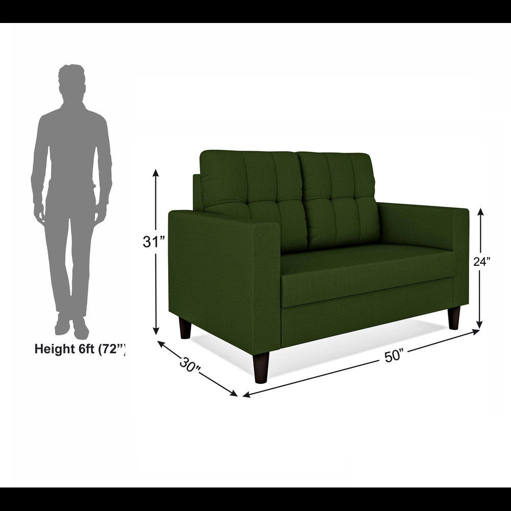 Adorn India Darcy 2 Seater Sofa (Green) (3 Year Warranty)