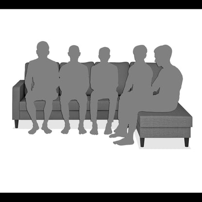 Adorn India Chandler Plain L Shape 6 Seater Sofa Set RHS (Grey) (3 Year Warranty)
