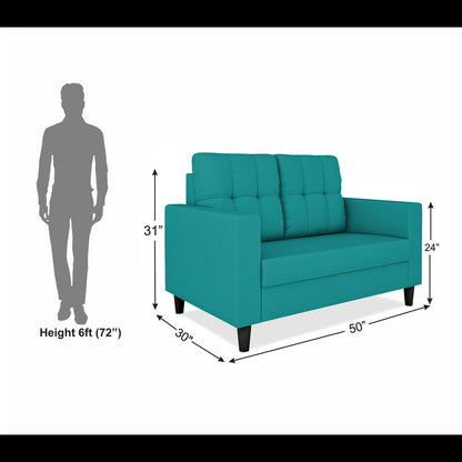 Adorn India Darcy 2 Seater Sofa (Aqua Blue) (3 Year Warranty)