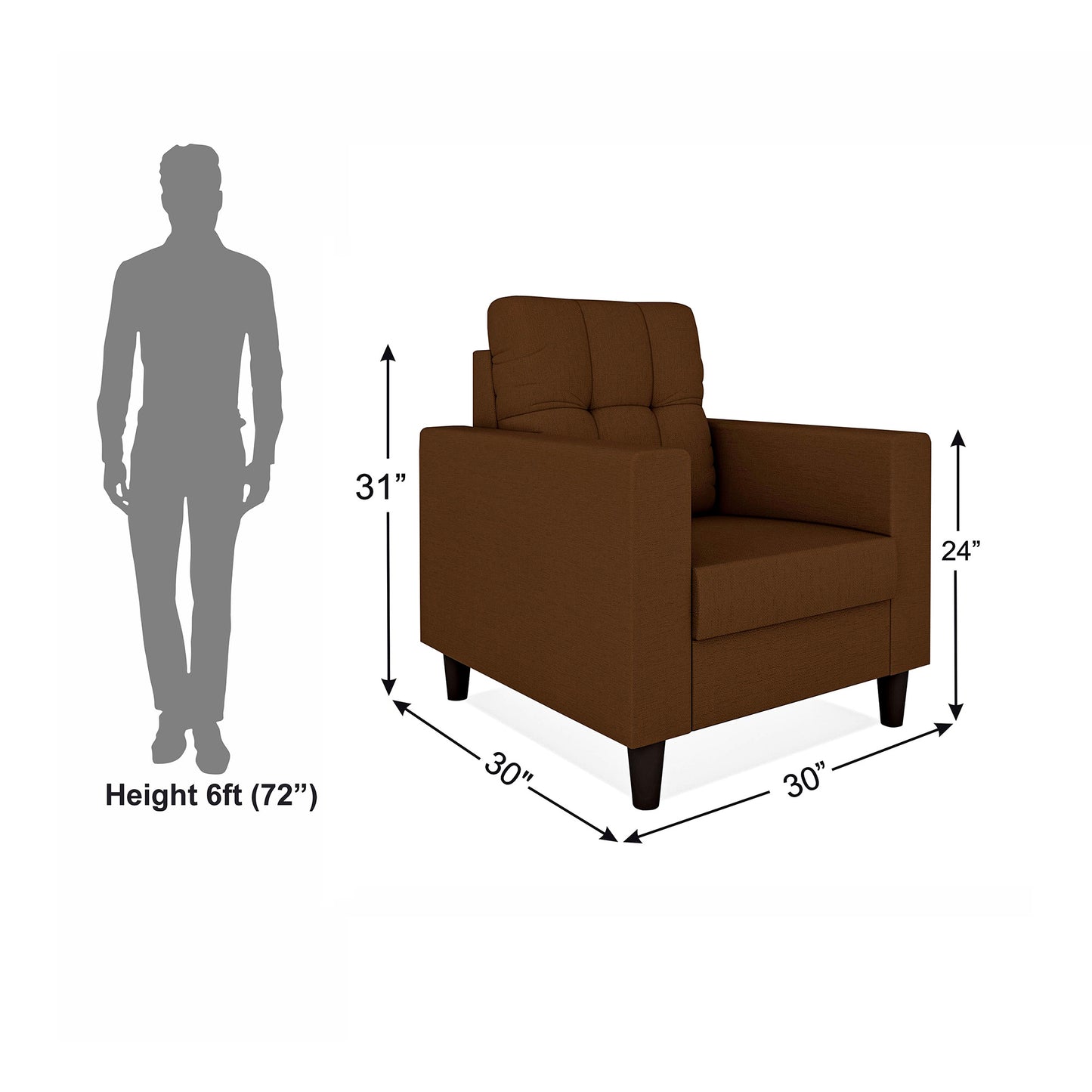 Adorn India Darcy 1 Seater Sofa (Beige) (3 Year Warranty)