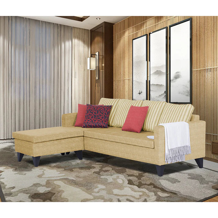 Adorn India Hallton Plain 2 Seater Sofa (Beige) (3 Year Warranty)