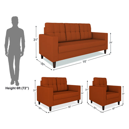 Adorn India Darcy 3+2+1 6 Seater Sofa Set  (3 Year Warranty)