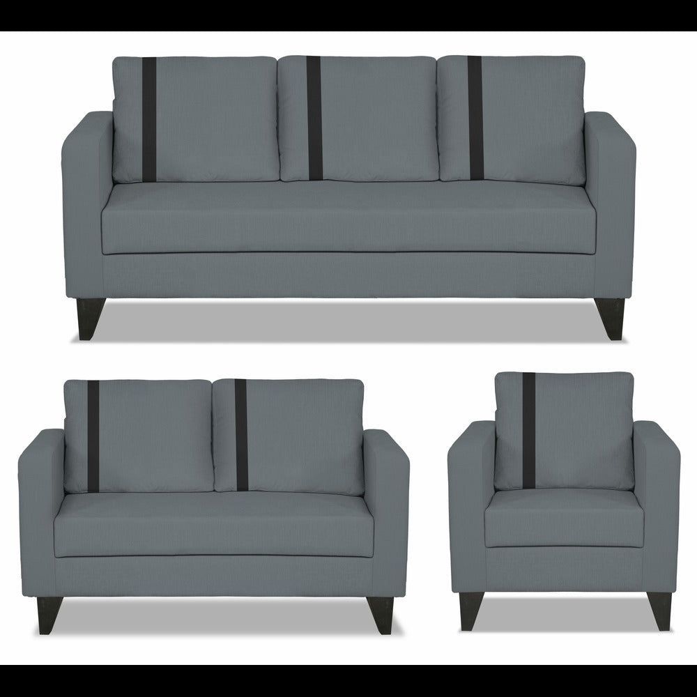 Adorn India Chandler Plus 3+2+1 6 Seater Sofa Set (Grey) (3 Year Warranty)