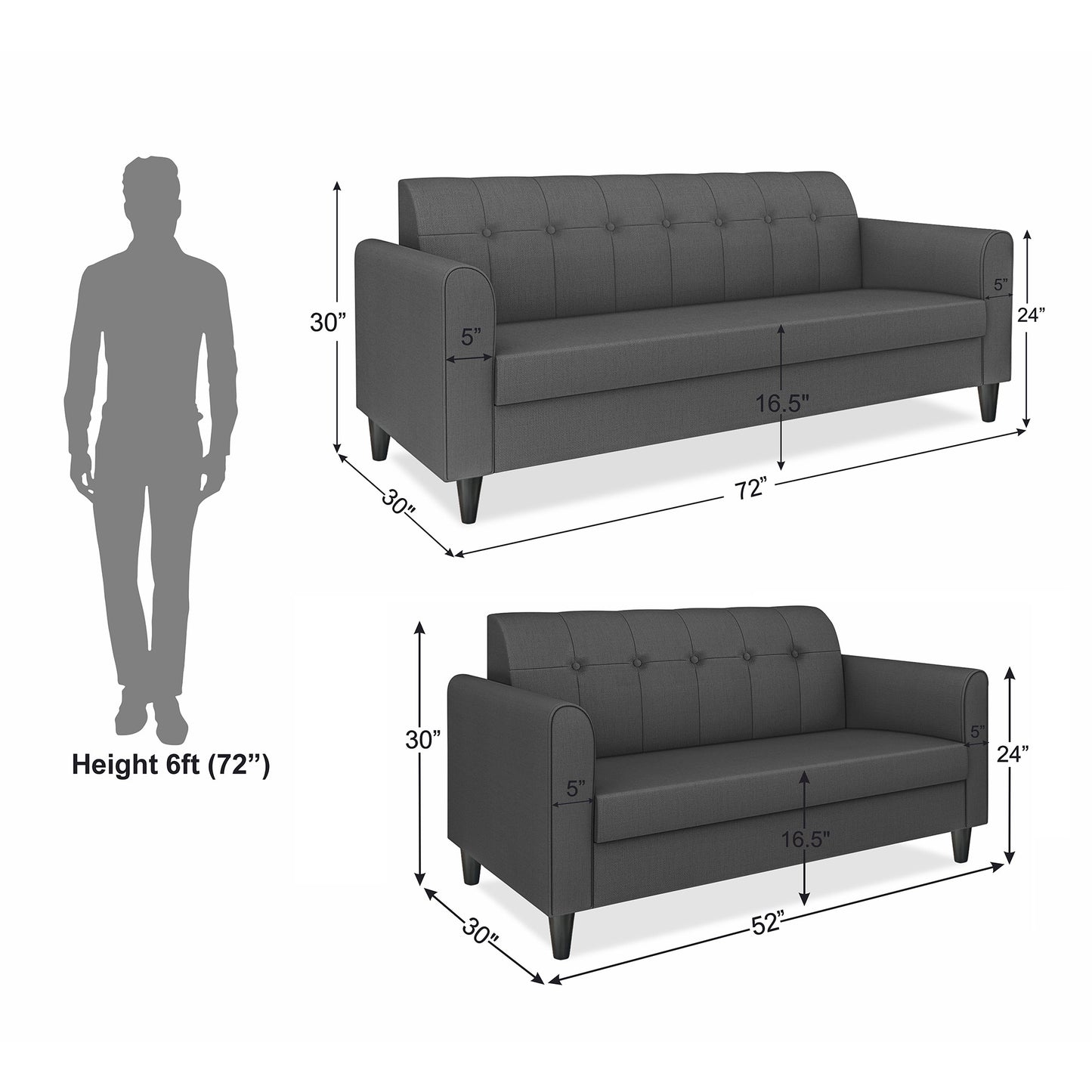 Adorn India Rio Elegant 3+2 5 Seater Sofa Set (3 Year Warranty)