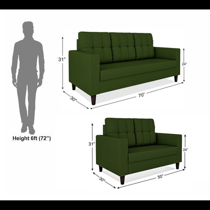 Adorn India Darcy 3+2 5 Seater Sofa Set (Green) (3 Year Warranty)