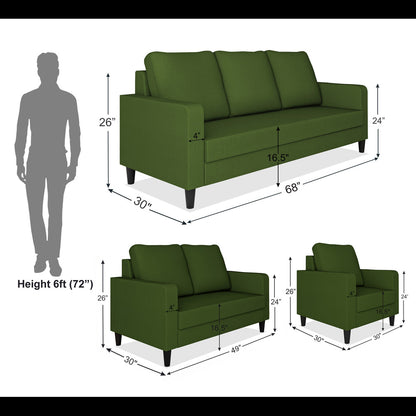 Adorn India Chandler Decent 3+2+1 6 Seater Sofa Set (Green) (3 Year Warranty)