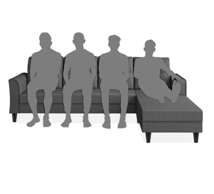 Adorn India Maddox Tufted L Shape 5 Seater Sofa Chenille Sofa Set RHS (Grey) (3 Year Warranty)