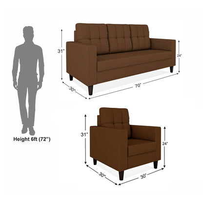 Adorn India Darcy 3+1+1 5 Seater Sofa Set (Beige) (3 Year Warranty)