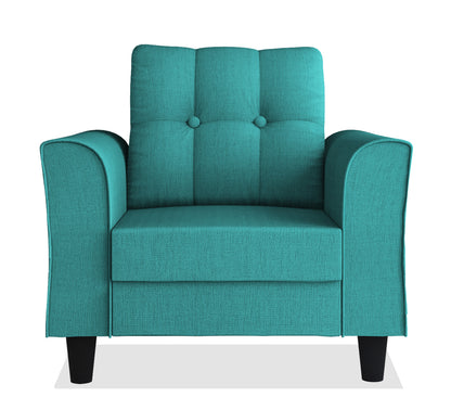 Adorn India Maddox Tufted 1 Seater Sofa (Aqua Blue) (3 Year Warranty)