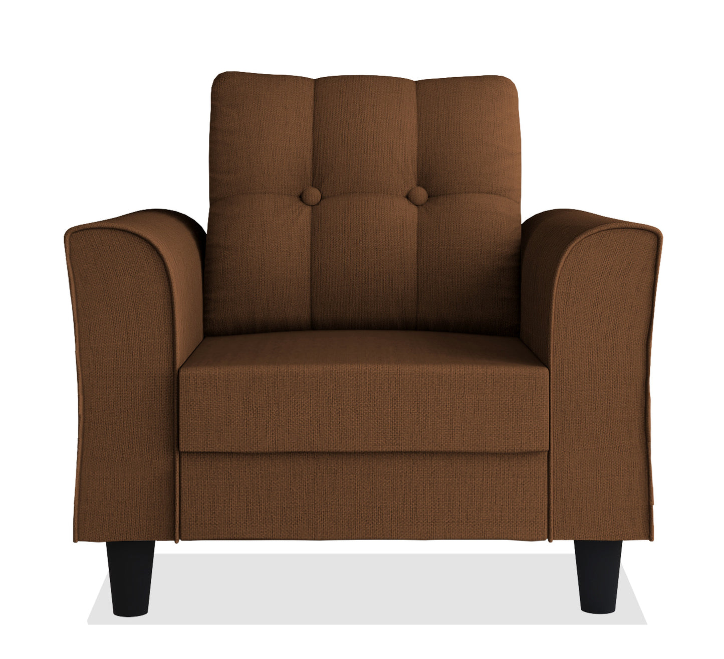 Adorn India Maddox Tufted 1 Seater Sofa (Brown) (3 Year Warranty)