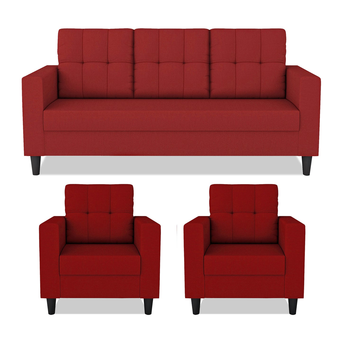 Adorn India Darcy 3+1+1 5 Seater Sofa Set (Beige) (3 Year Warranty)