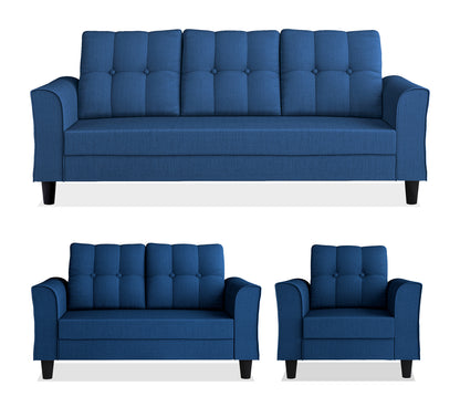 Adorn India Maddox Tufted 3+2+1 6 Seater Sofa Set (Blue) (3 Year Warranty)
