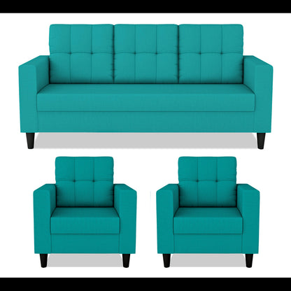 Adorn India Darcy 3+1+1 5 Seater Sofa Set (Aqua Blue) (3 Year Warranty)