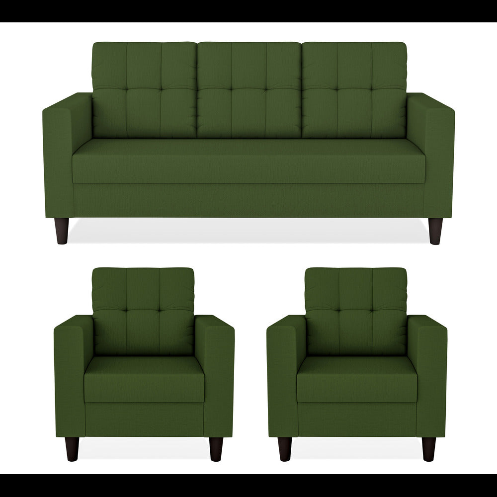 Adorn India Darcy 3+1+1 5 Seater Sofa Set (Green) (3 Year Warranty)