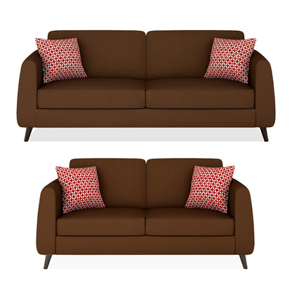 Adorn India Harlem 5 Seater 3+2 Fabric Sofa Set (Brown) (3 Year Warranty)