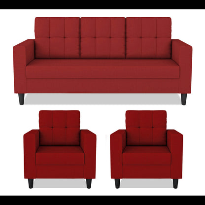 Adorn India Darcy 3+1+1 5 Seater Sofa Set (Red) (3 Year Warranty)