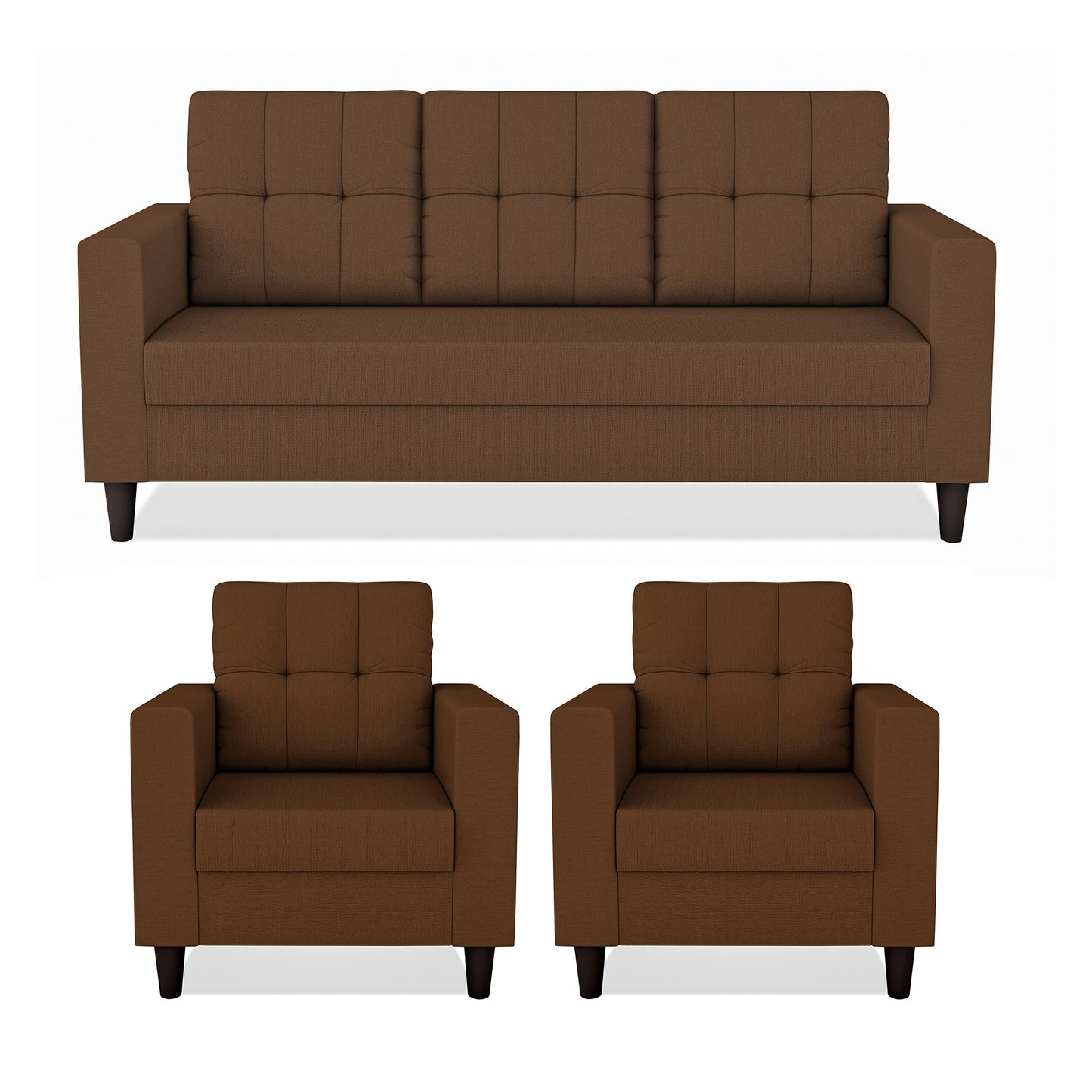 Adorn India Darcy 3+1+1 5 Seater Sofa Set (Beige) (3 Year Warranty)