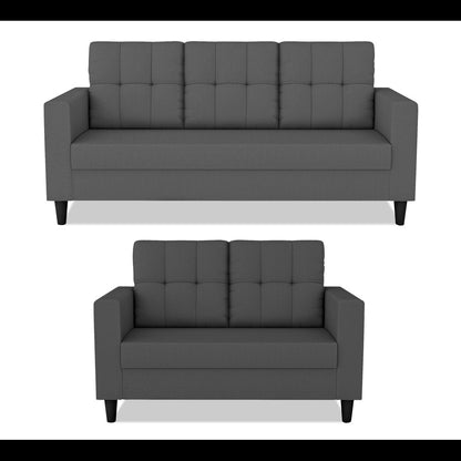 Adorn India Darcy 3+2 5 Seater Sofa Set (Grey) (3 Year Warranty)