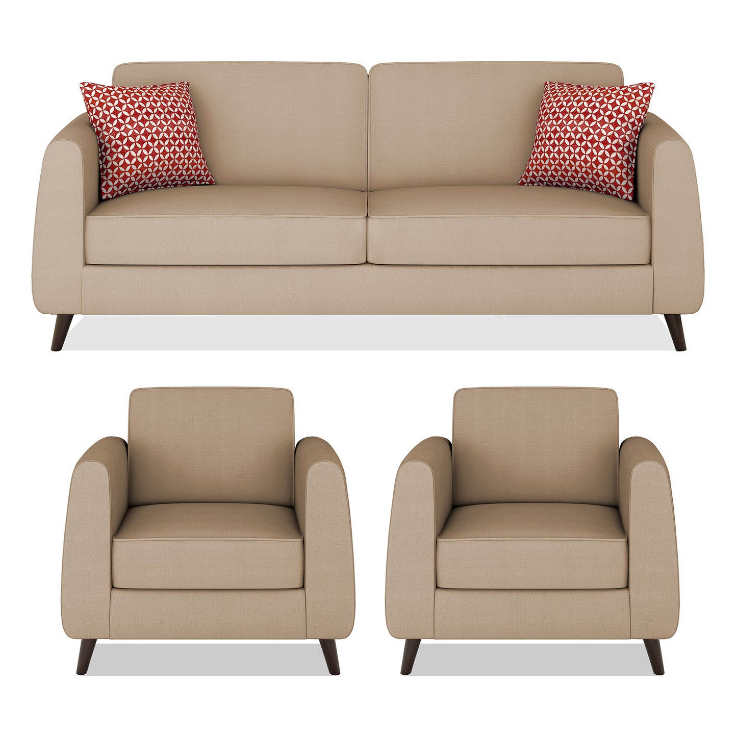 Adorn India Harlem 5 Seater 3-1-1 Sofa Set (Beige) (3 Year Warranty)