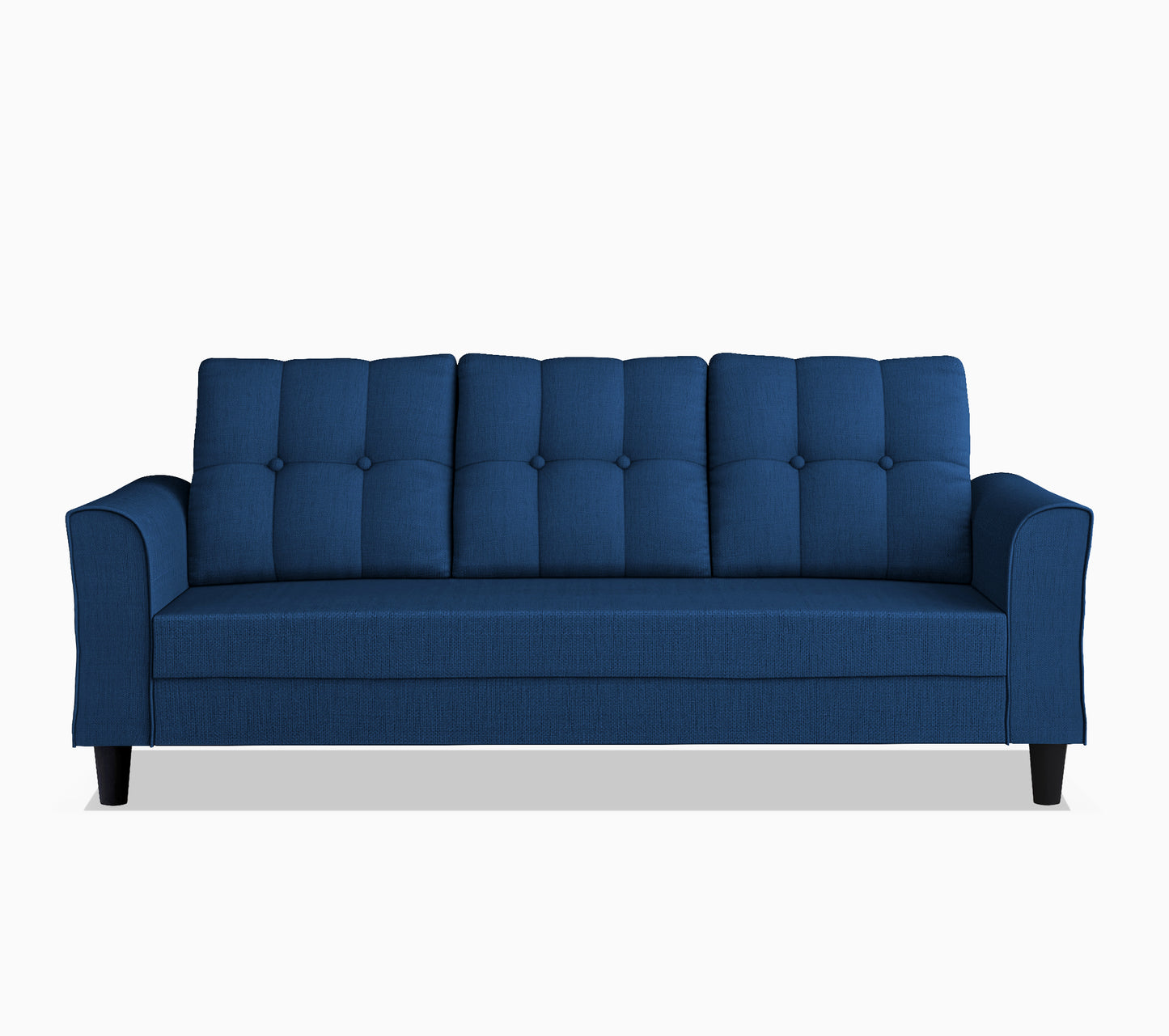 Adorn India Maddox Tufted 3 Seater Sofa (Blue) (3 Year Warranty)