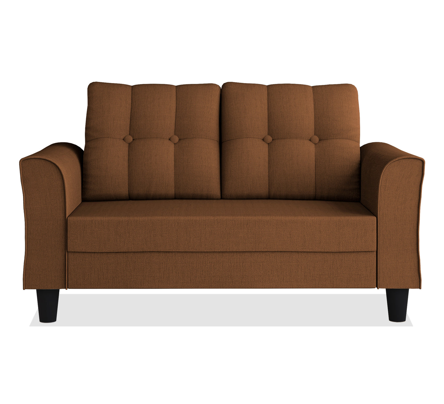 Adorn India Maddox Tufted 2 Seater Sofa (Brown) (3 Year Warranty)