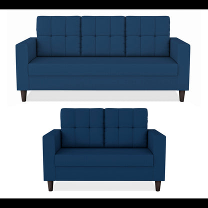 Adorn India Darcy 3+2 5 Seater Sofa Set (Blue) (3 Year Warranty)