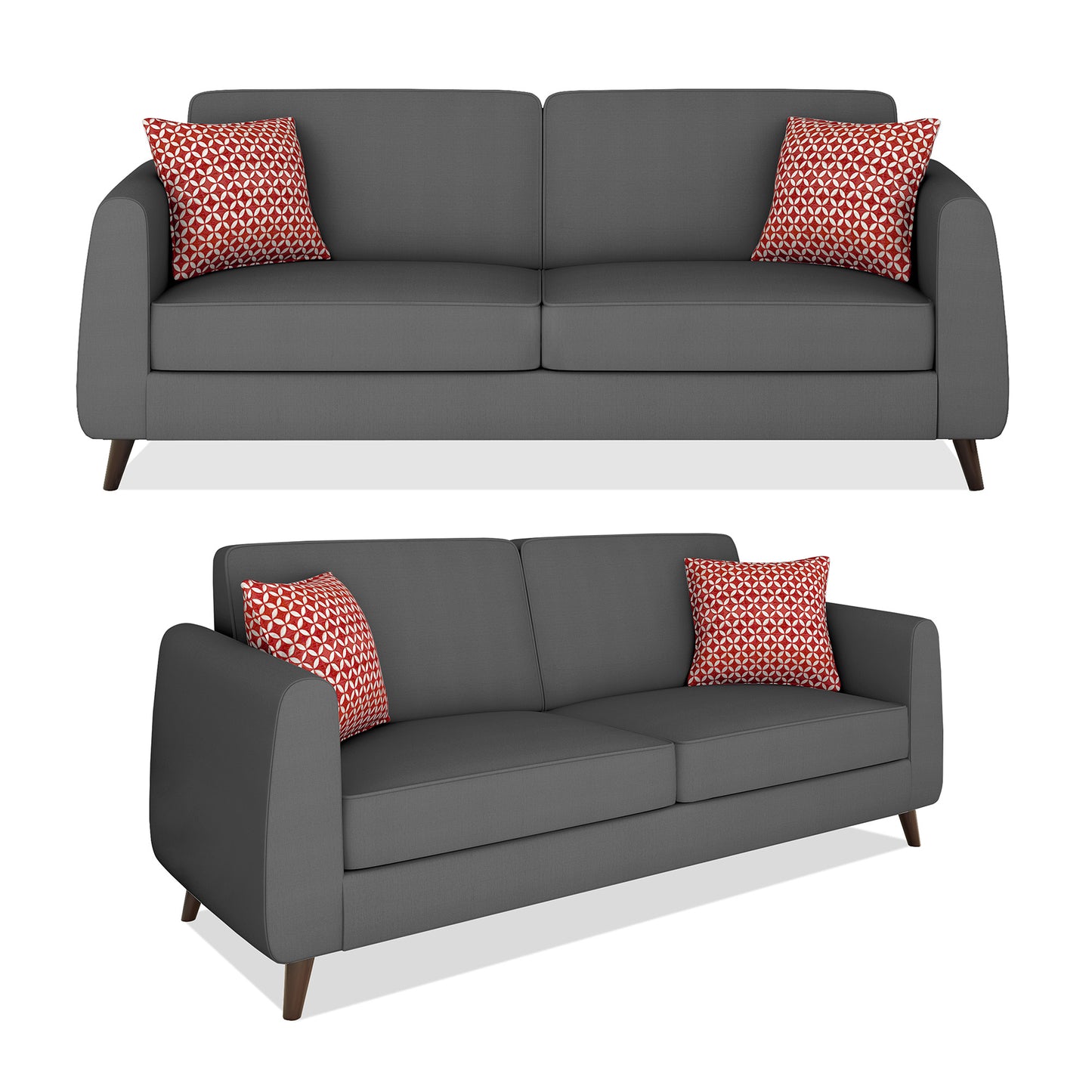 Adorn India Harlem 6 Seater 3+2+1 Fabric Sofa Set (Grey) (3 Year Warranty)