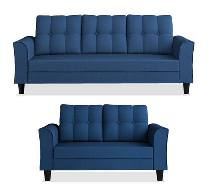 Adorn India Maddox Tufted 5 Seater 3+2 Sofa Set (Blue) (3 Year Warranty)