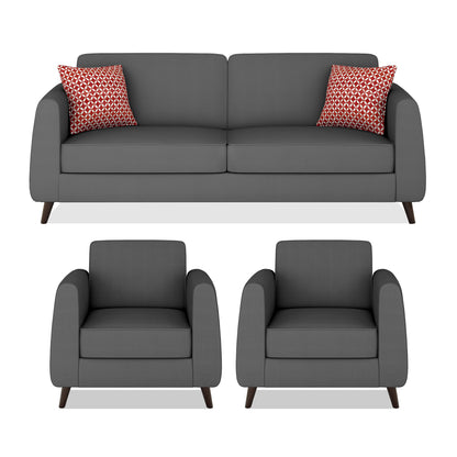 Adorn India Harlem 5 Seater 3-1-1 Sofa Set (Grey) (3 Year Warranty)
