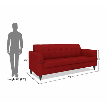 Adorn India Rio Elegant 3 Seater Sofa (Red) (3 Year Warranty)