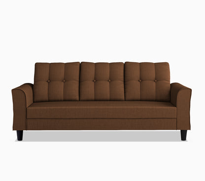 Adorn India Maddox Tufted 3 Seater Sofa (Brown) (3 Year Warranty)