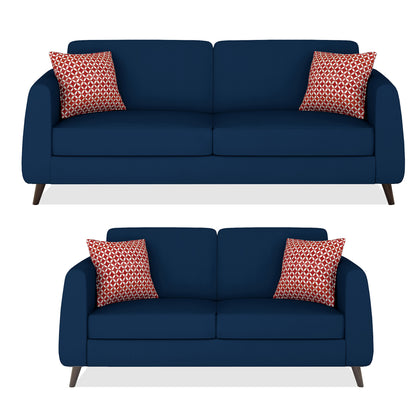 Adorn India Harlem 5 Seater 3+2 Fabric Sofa Set (Blue) (3 Year Warranty)