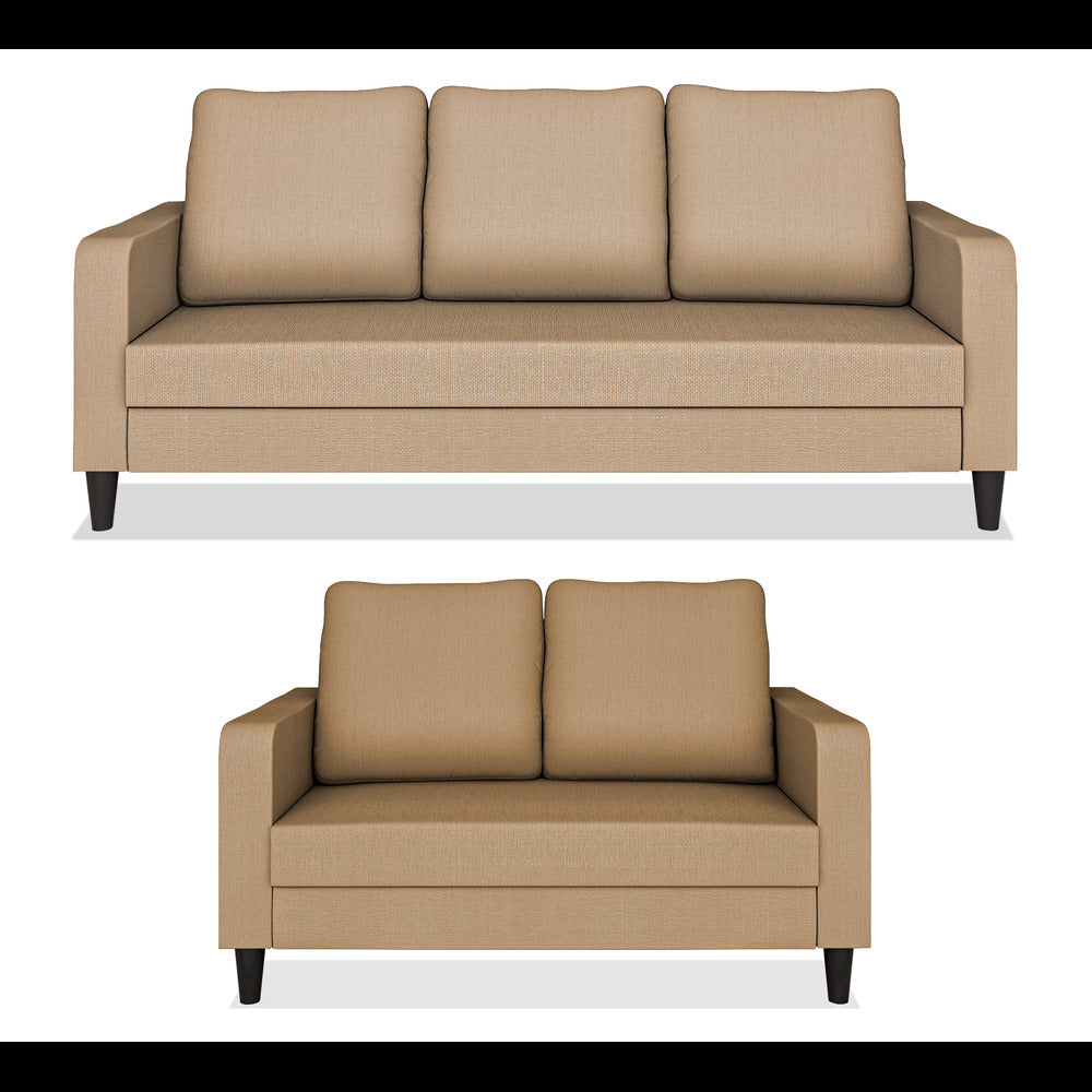 Adorn India Chandler Decent 3+2 5 Seater Sofa Set (Beige) (3 Year Warranty)