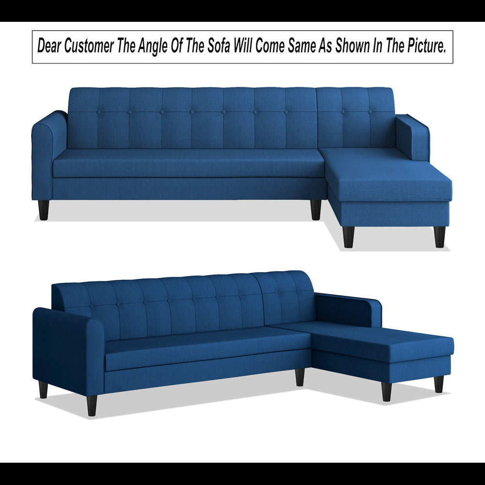 Adorn India Rio Elegant L Shape 6 Seater Sofa Set (RHS) (Blue) (3 Year Warranty)