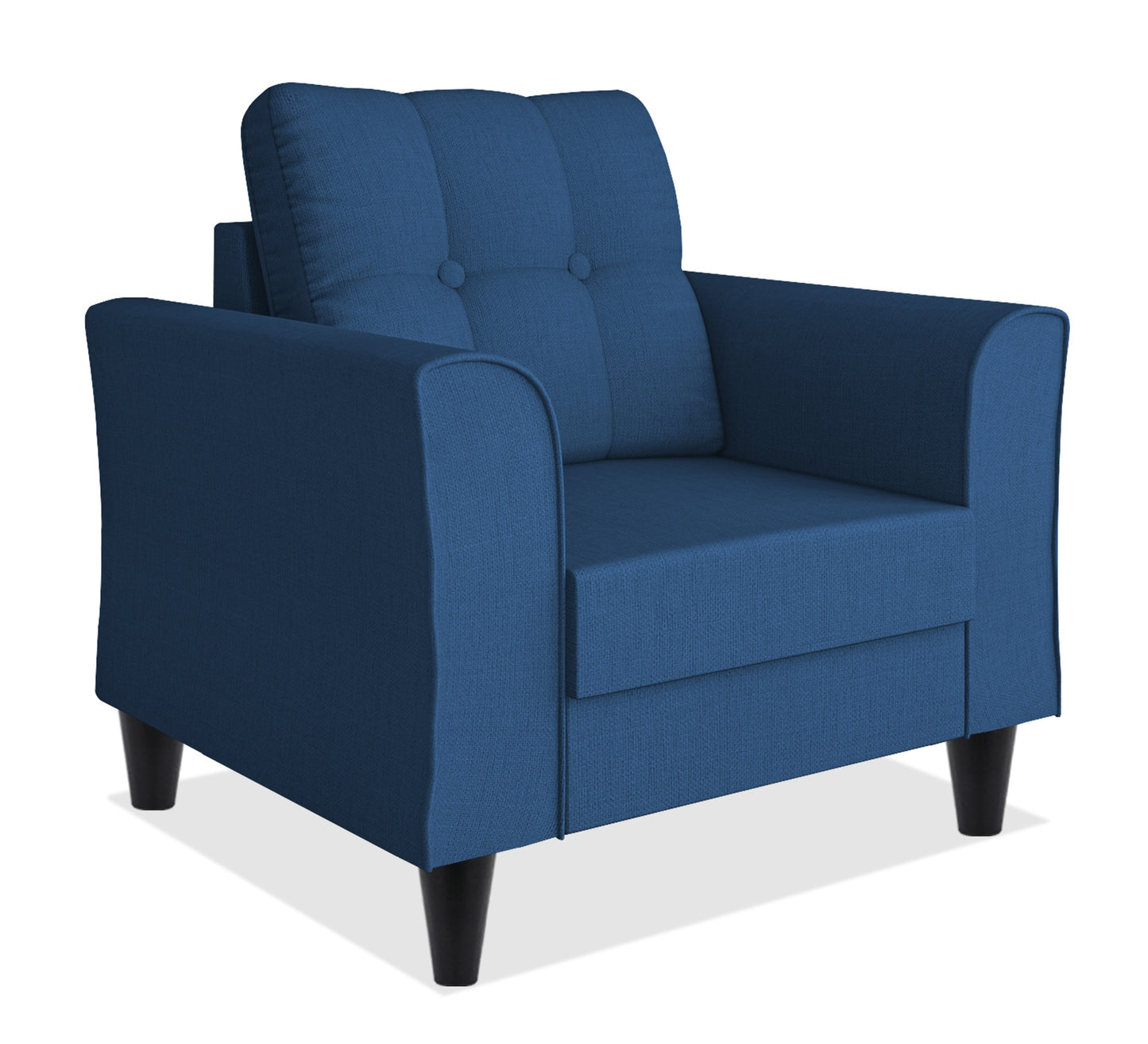 Adorn India Maddox Tufted 1 Seater Sofa (Blue) (3 Year Warranty)