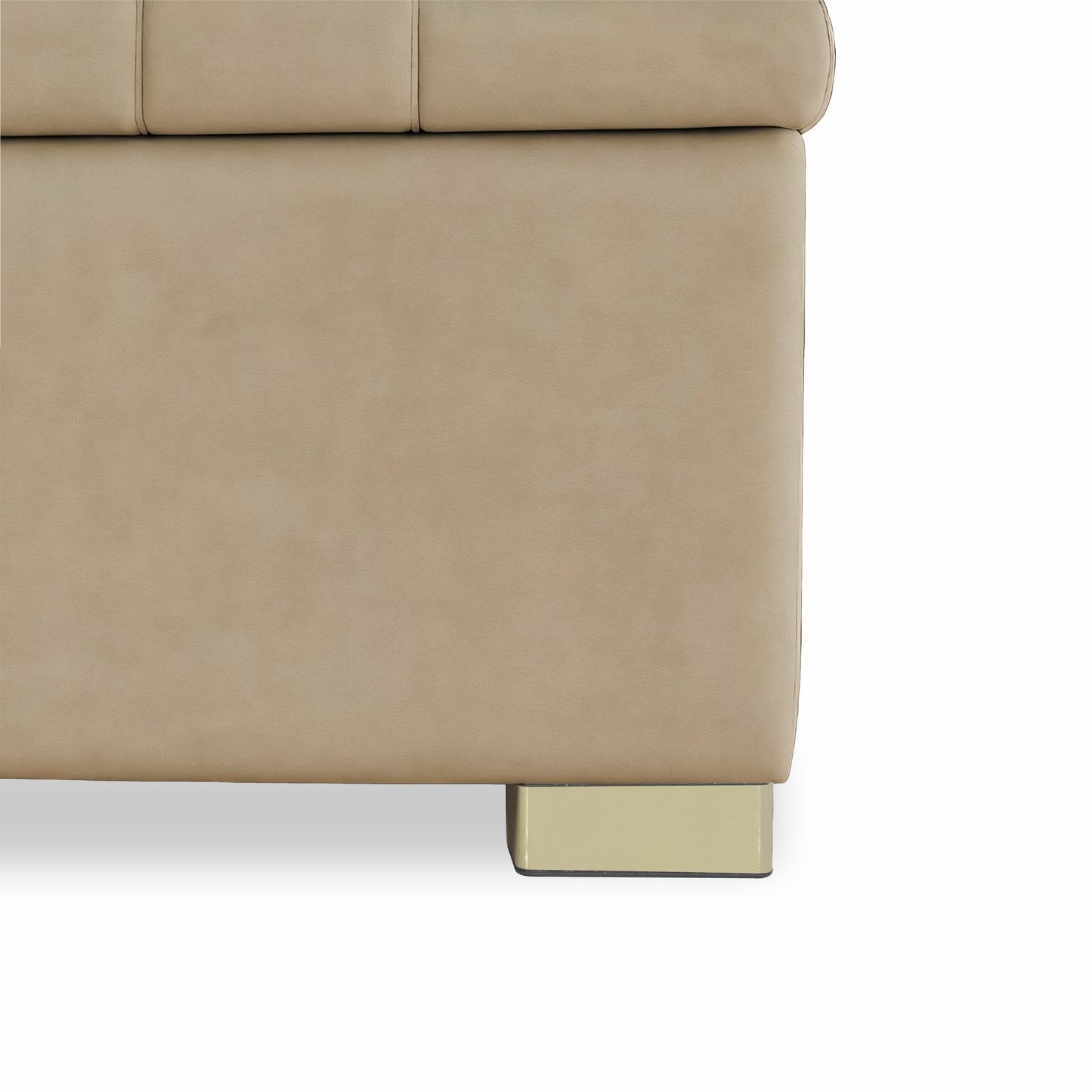 Adorn India Falcon Tufted 2 Seater Storage Ottoman Pouffe with Velvet Suede Fabric (Beige)