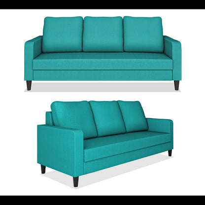 Adorn India Chandler Decent 3+2 5 Seater Sofa Set (Aqua Blue) (3 Year Warranty)