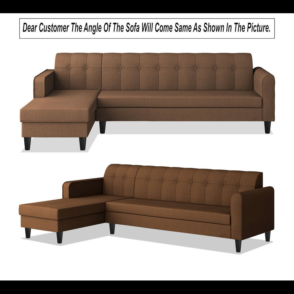 Adorn India Rio Elegant L Shape 6 Seater Sofa Set (Lhs) (Brown) (3 Year Warranty)
