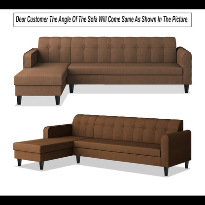 Adorn India Rio Elegant L Shape 6 Seater Sofa Set (Lhs) (Brown) (3 Year Warranty)