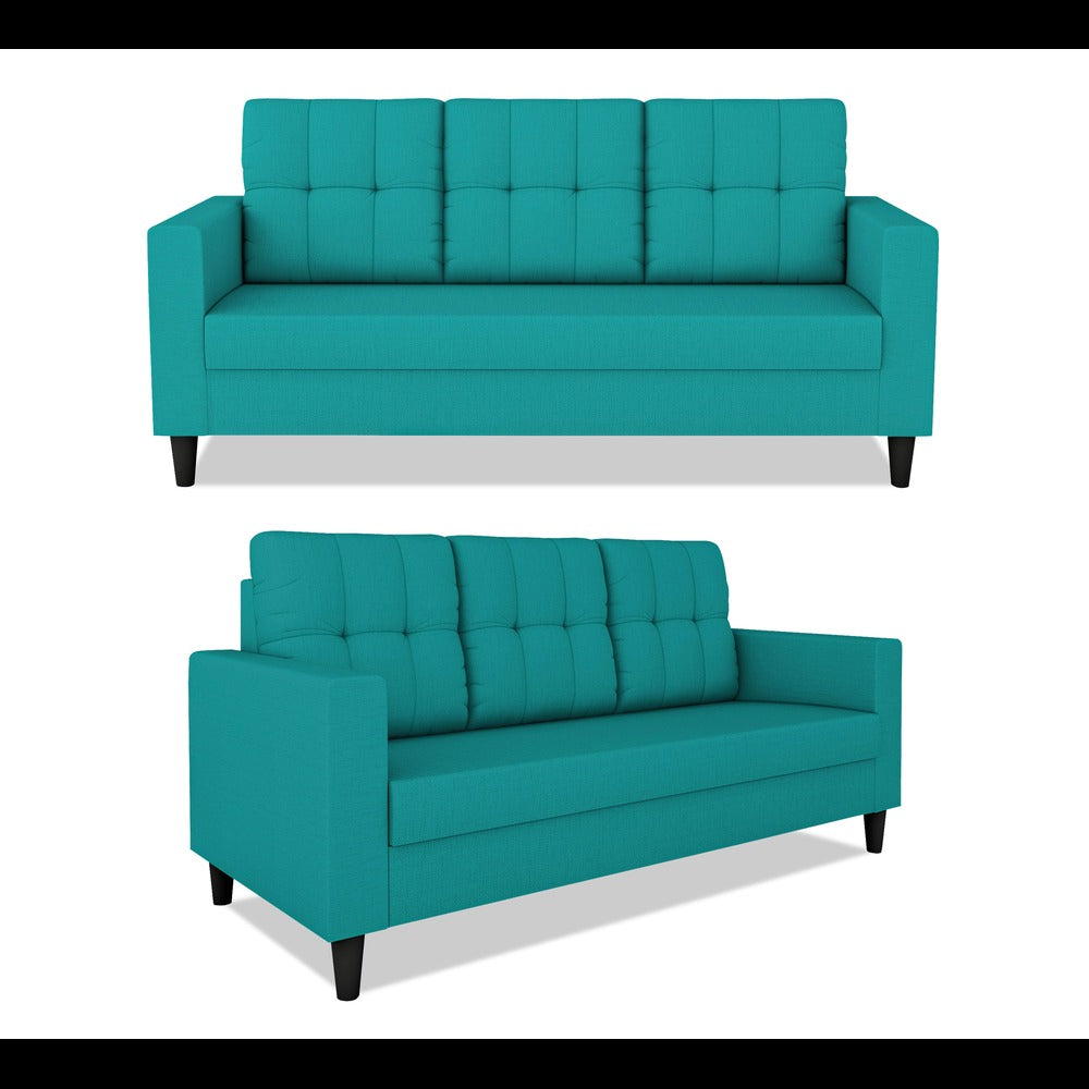 Adorn India Darcy 3+1+1 5 Seater Sofa Set (Aqua Blue) (3 Year Warranty)