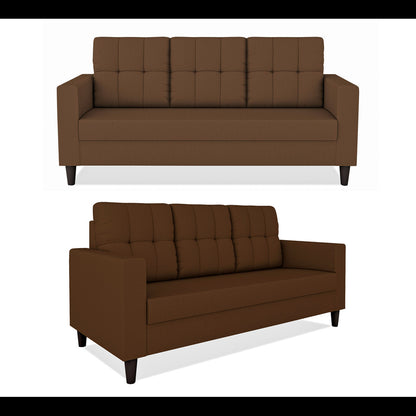 Adorn India Darcy 3+1+1 5 Seater Sofa Set (Brown) (3 Year Warranty)
