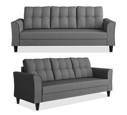 Adorn India Maddox Tufted 3+2+1 6 Seater Sofa Set (Grey) (3 Year Warranty)