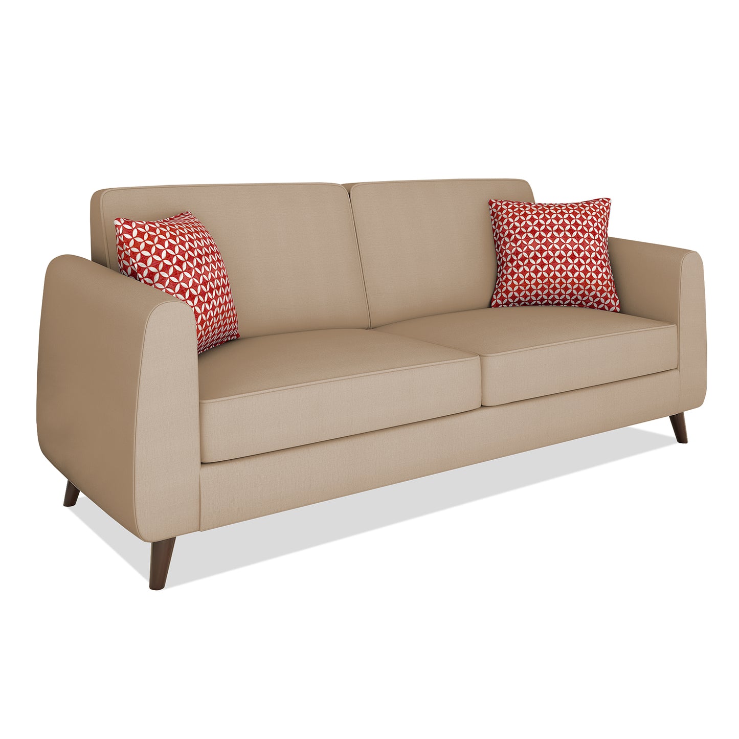 Adorn India Harlem 3 Seater Sofa (Beige) (3 Year Warranty)
