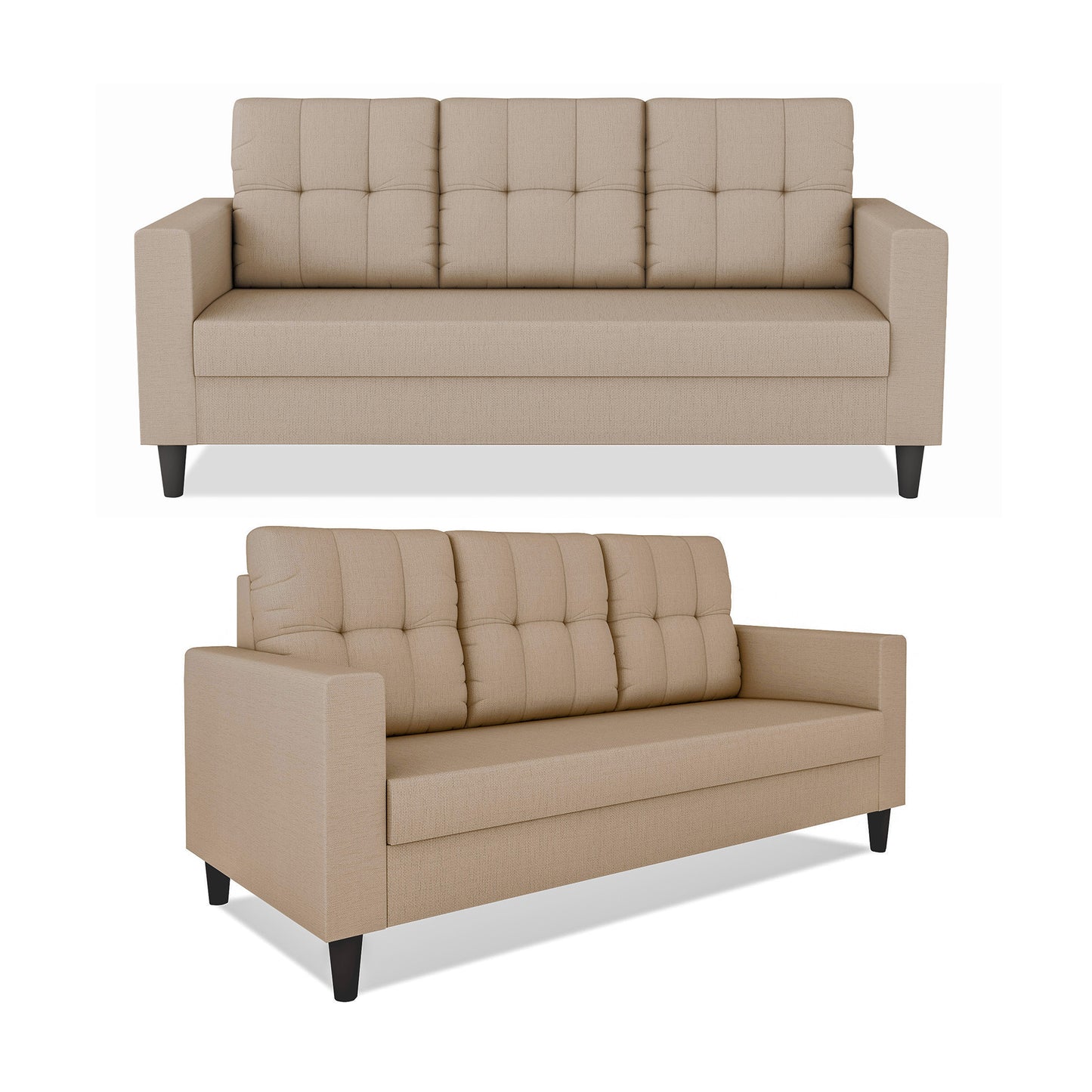 Adorn India Darcy 3+2 5 Seater Sofa Set (Beige) (3 Year Warranty)