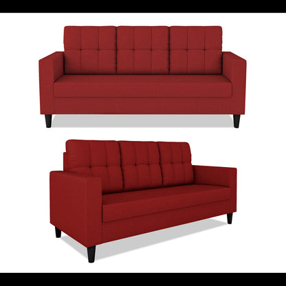 Adorn India Darcy 3+1+1 5 Seater Sofa Set (Red) (3 Year Warranty)